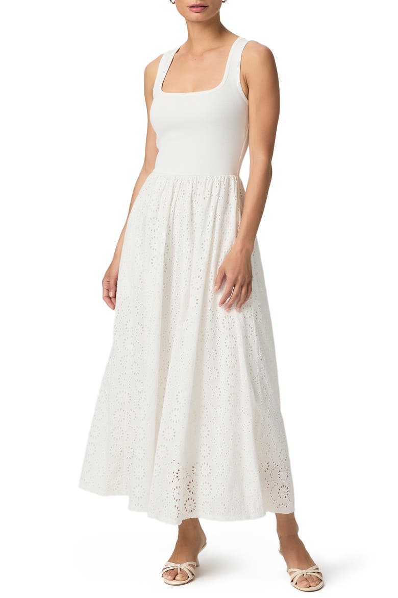 Morel Eyelet Sleeveless Maxi Sundress, Main, color, WHITE