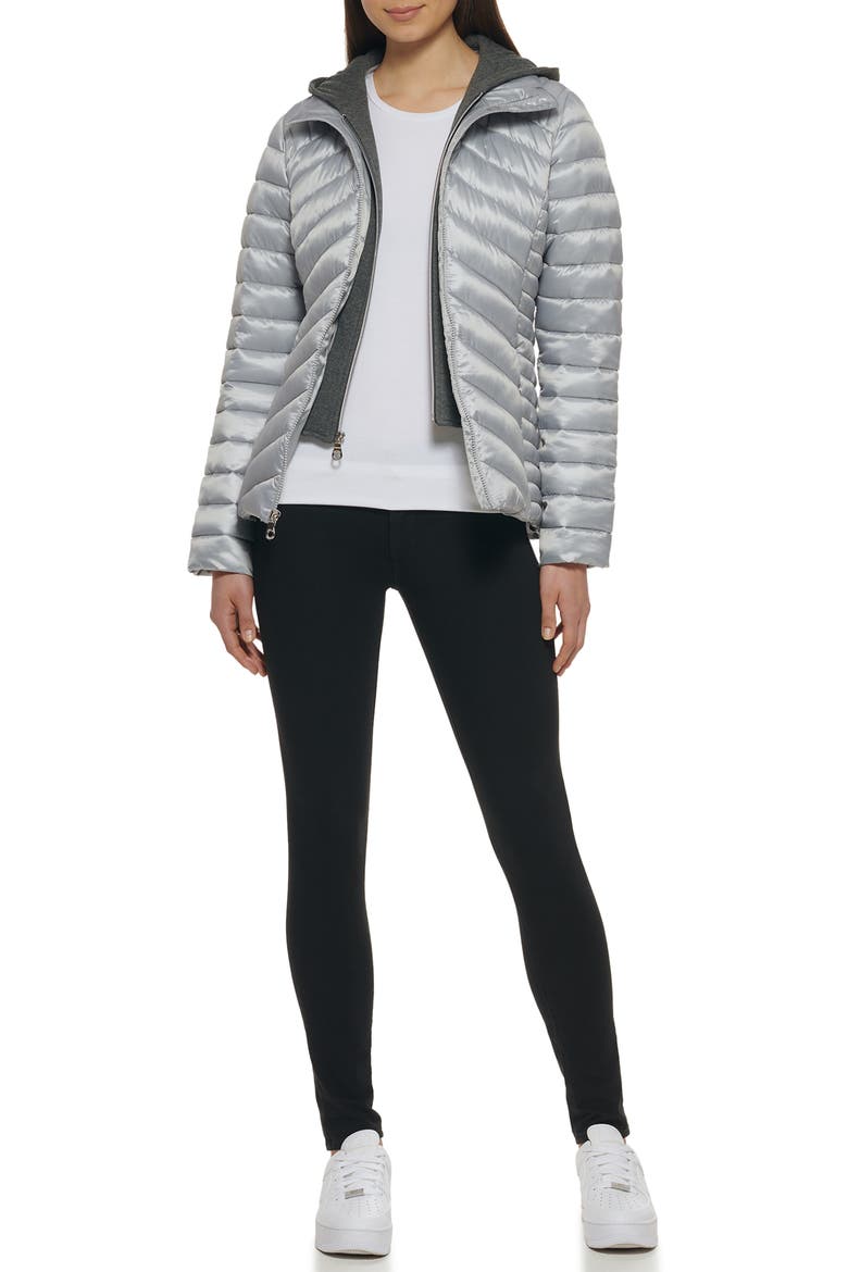 Packable Water Resistant Puffer Jacket, Alternate, color, SILVER