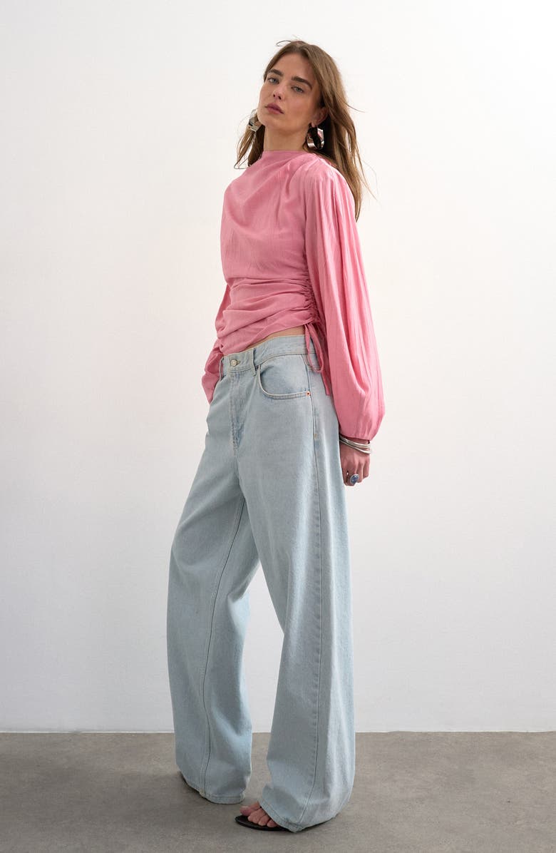 Topshop Cinched Side Tie Top, Alternate, color, Light Pink