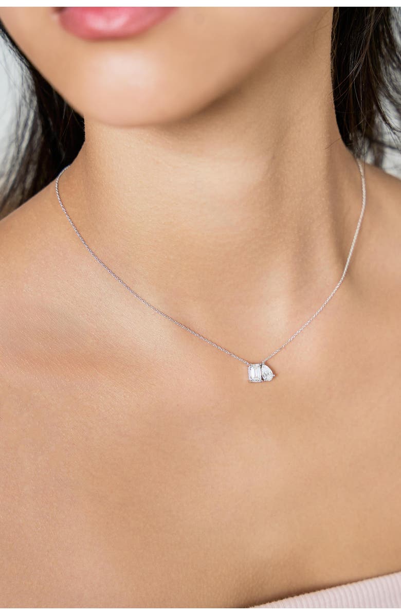 LuvMyJewelry Aurelia 14K Gold Lab Grown Diamond Toi Et Moi Necklace - 1.5 Ct, Alternate, color, 14K White Gold