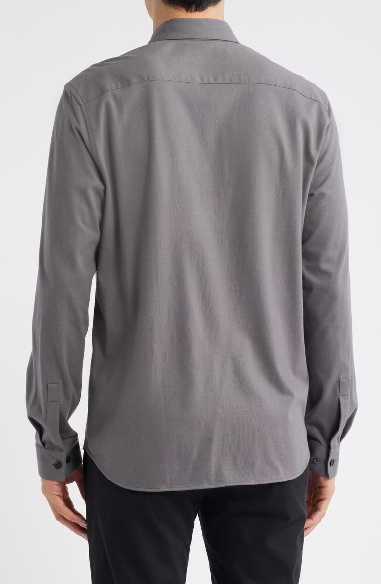 Theory Irving Structure Knit Button-Up Shirt, Alternate, color, Carbon
