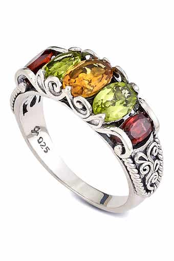 SAMUEL B. Sterling Silver Citrine, Peridot & Garnet Crown Ring