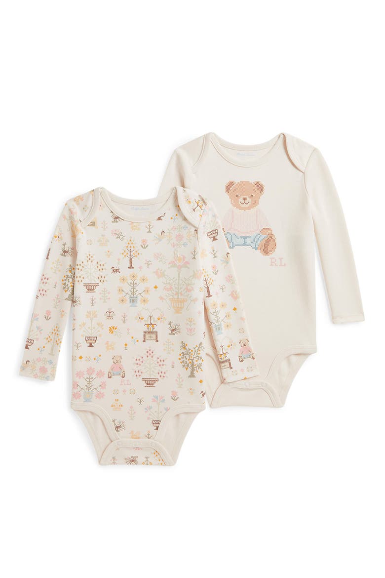Kids' 2-Pack Petite Point Baby Bear Bodysuits, Main, color, PETITE POINT BABY BEAR