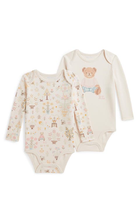 Kids' 2-Pack Petite Point Baby Bear Bodysuits