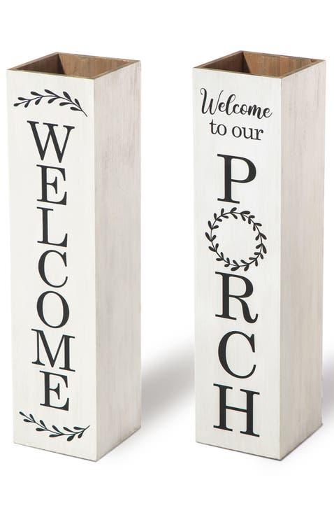 Double Sided Solid Wood Boxed "WELCOME PORCH" Porch Sign