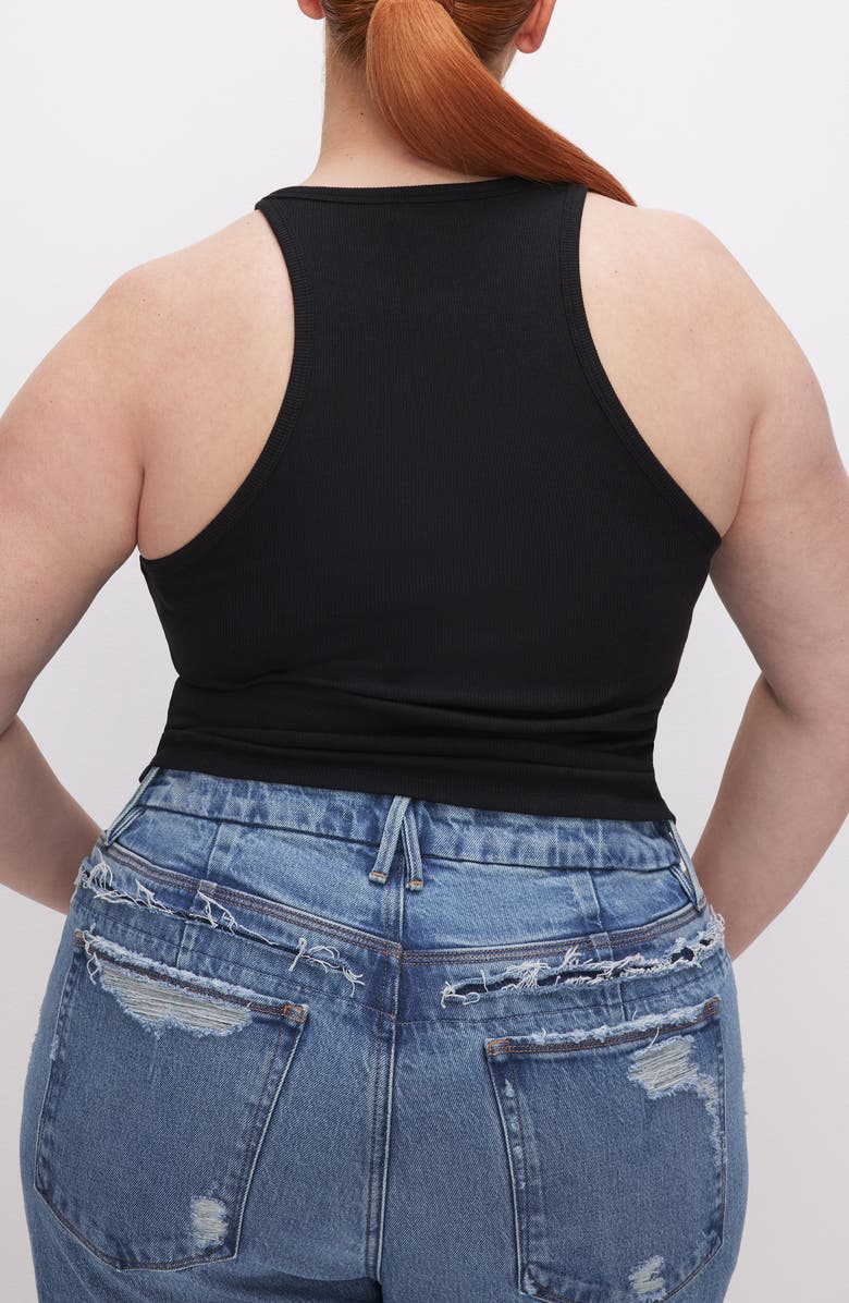 Good American Micro Rib Tank, Alternate, color, Black