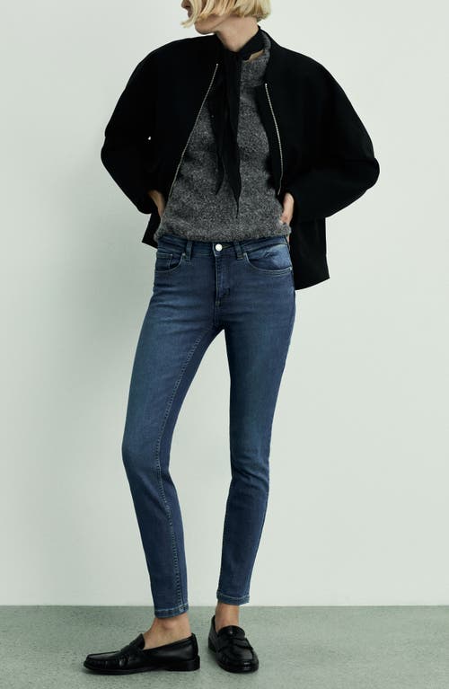 Mango Low Rise Push-up Skinny Jeans In Dark Blue
