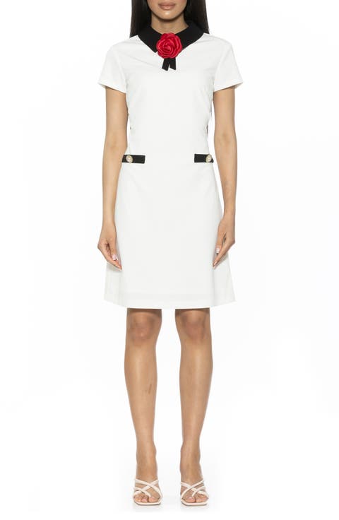 Sandra Rosette Detail Collared Dress