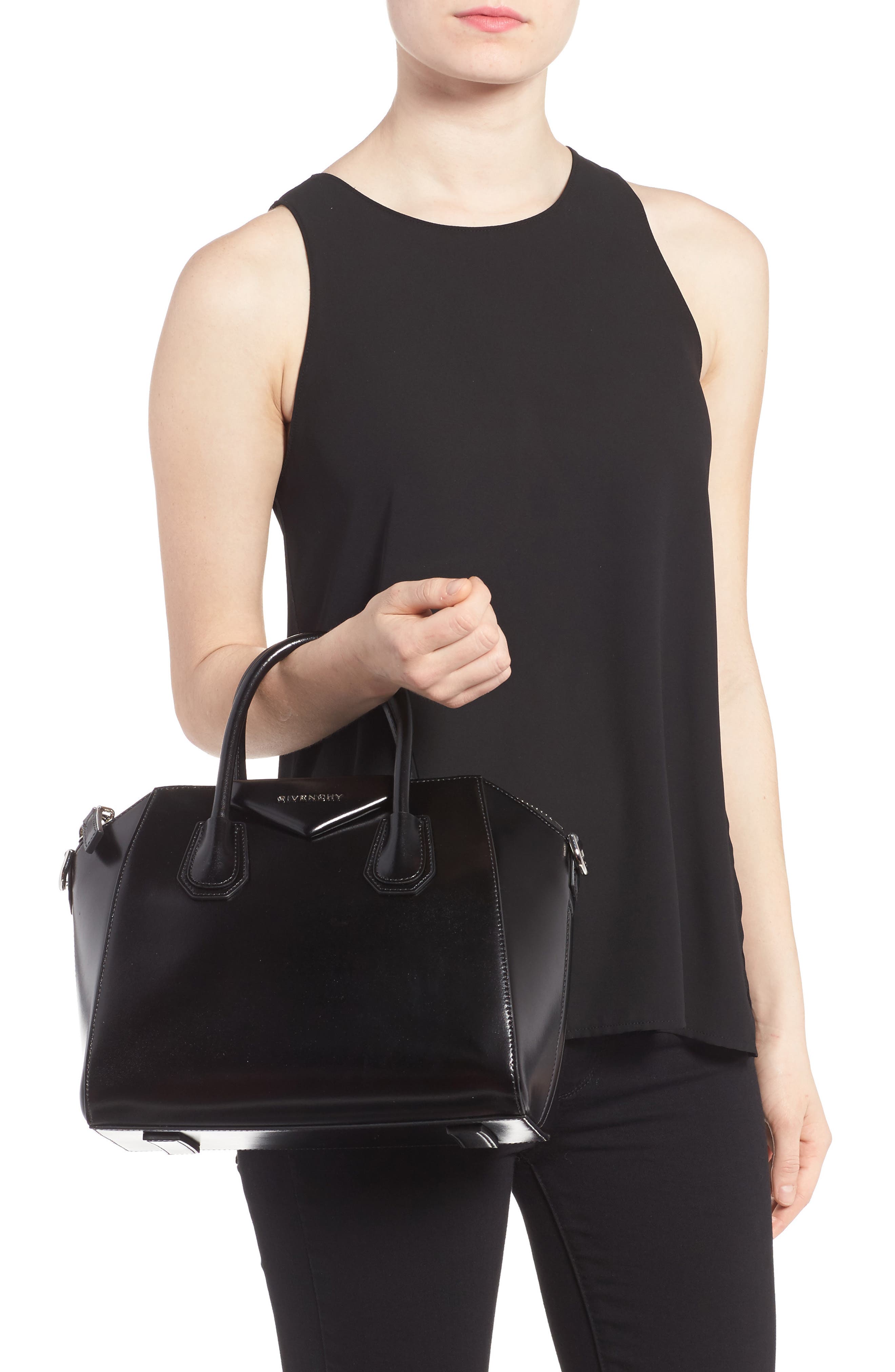 Givenchy Small Antigona Box Leather Satchel, Alternate, color, 