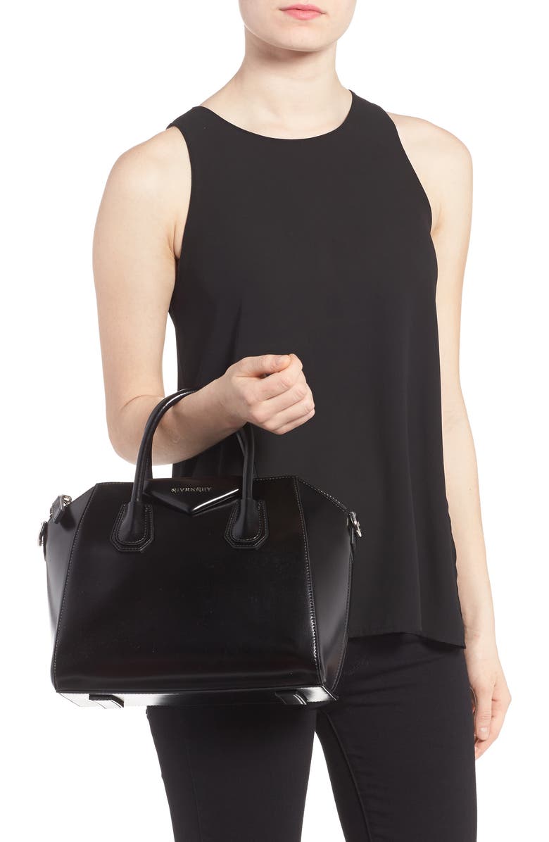 Givenchy Small Antigona Box Leather Satchel, Alternate, color,