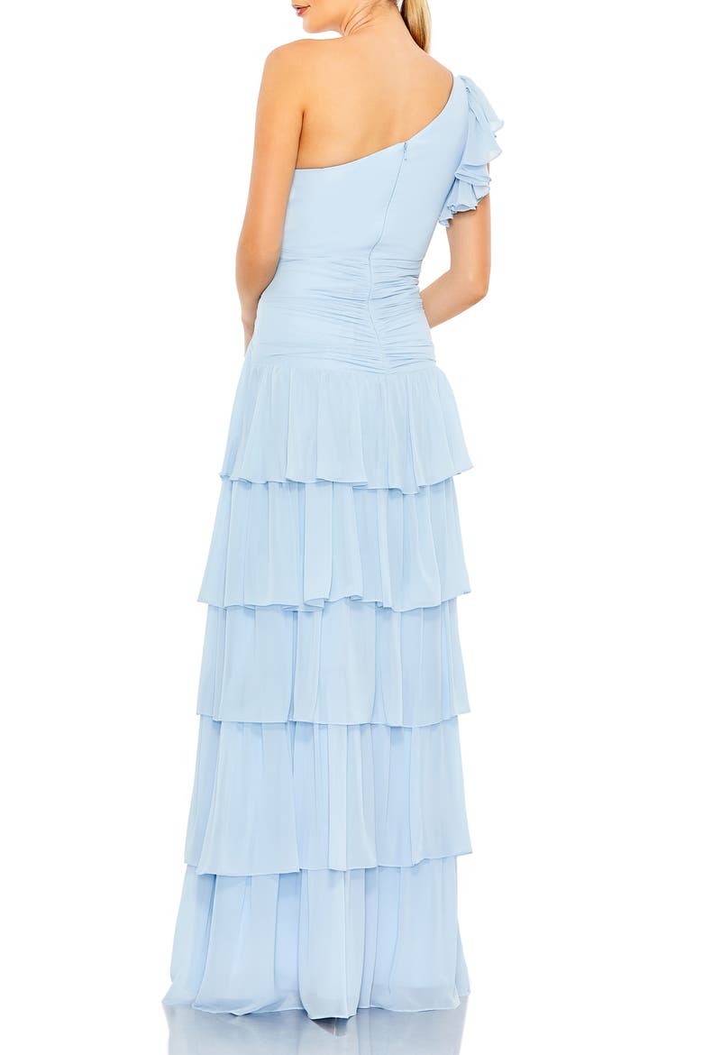 Ruffle Tiered One Flutter Sleeve Gown, Alternate, color, POWDER BLUE