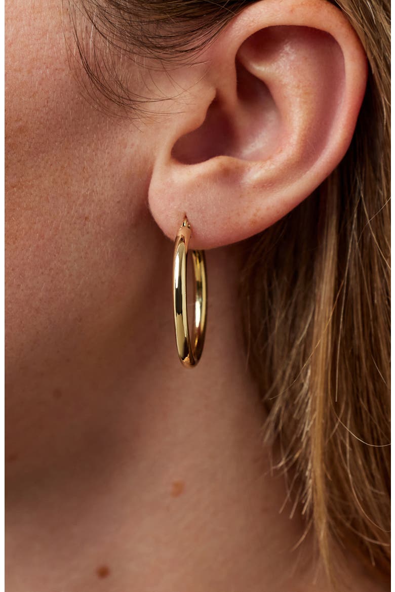 Chunky Gold Hoop Earrings - Gold Classic Hoops Large, Alternate, color, Gold