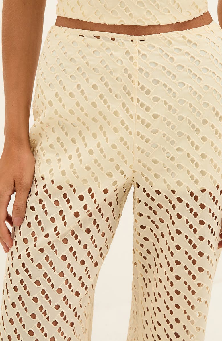 ViX Paula Hermanny Venice Cotton Broderie Anglaise Cover-Up Pants, Alternate, color, Beige Multi