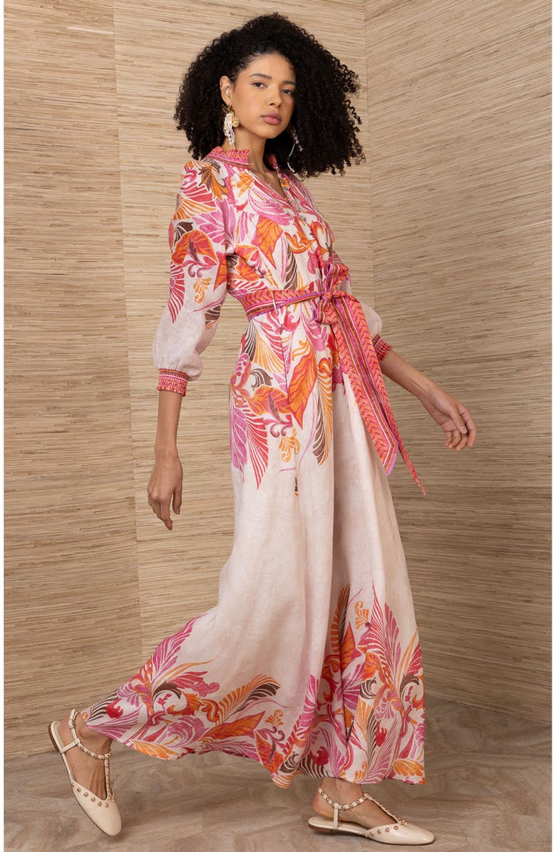 Hale Bob Belize Linen Maxi Dress, Alternate, color, Pink