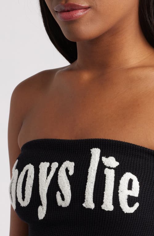 Boys Lie Leave Them On Read Waffle Stitch Tube Top In Black