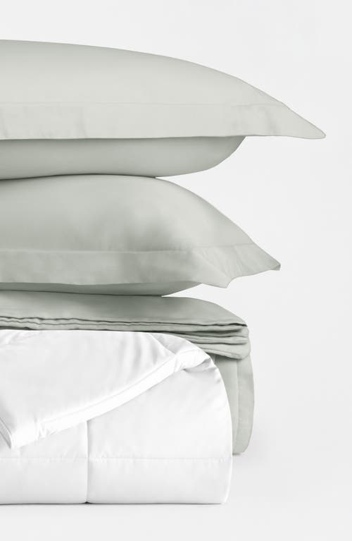 Homespun Vintage Washed Cotton Duvet Cover & Sham Set In Green