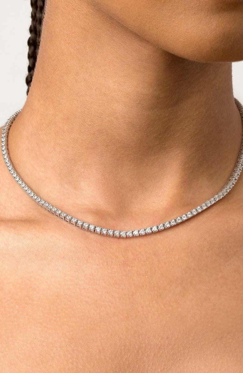 Aurate New York Lab Grown White Sapphire Tennis Necklace, Alternate, color, White Vermeil