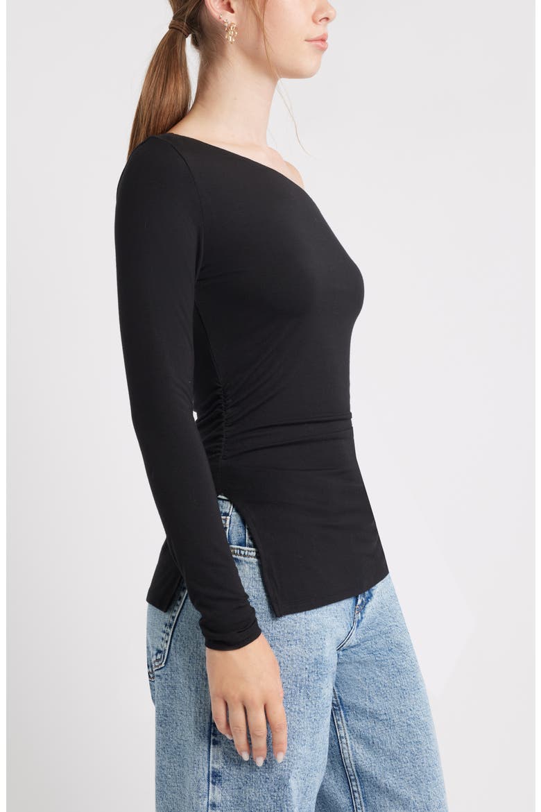 Off the Shoulder Long Sleeve Top, Alternate, color, BLACK