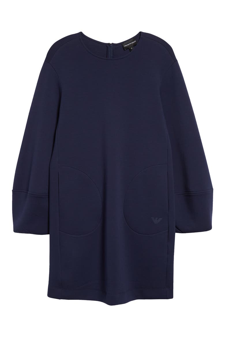 Long Sleeve Cotton Blend Double Jersey Dress, Alternate, color, SOLID DARK BLUE