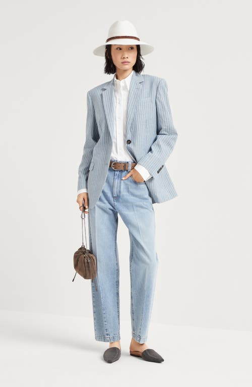 Brunello Cucinelli Loose Trousers With Monili In Light Denim