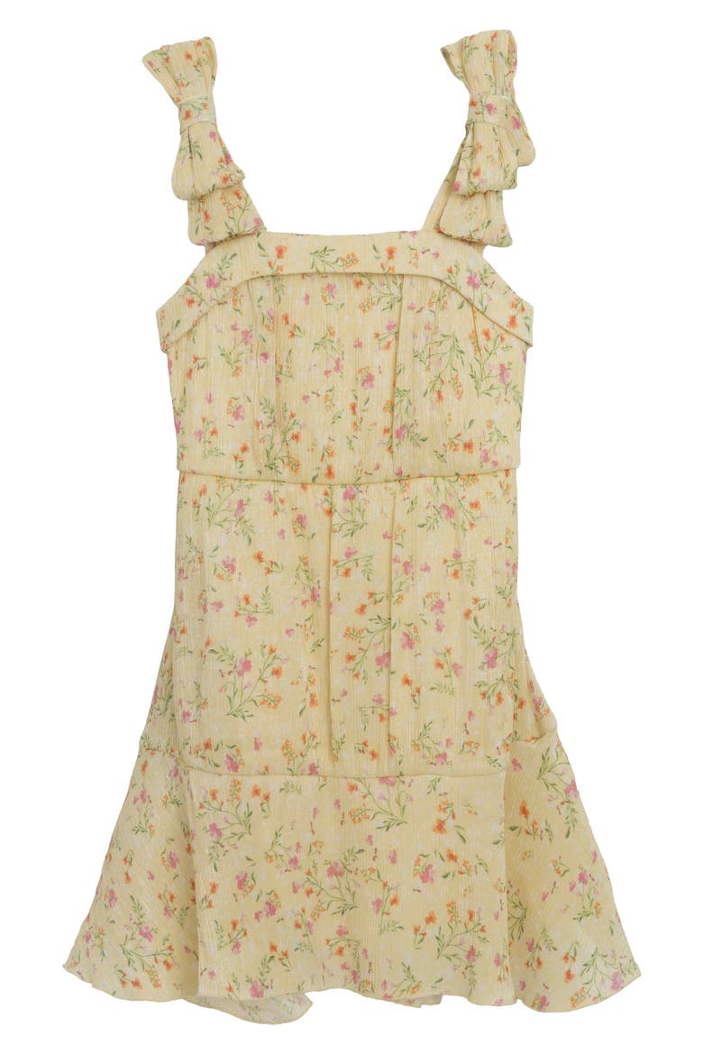 Kids' Floral Bow Strap Dress, Main, color, YELLOW/ PINK