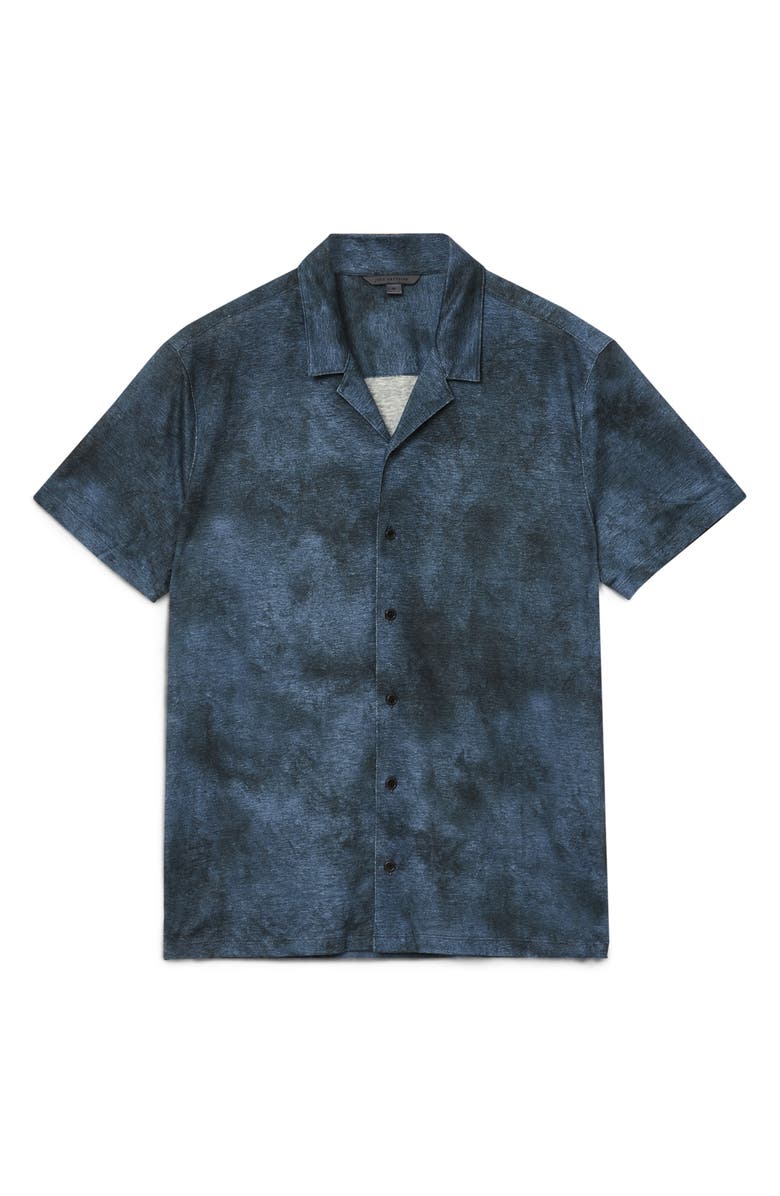 John Varvatos Agosta Burnout Effect Linen Camp Shirt, Alternate, color, Steel Blue