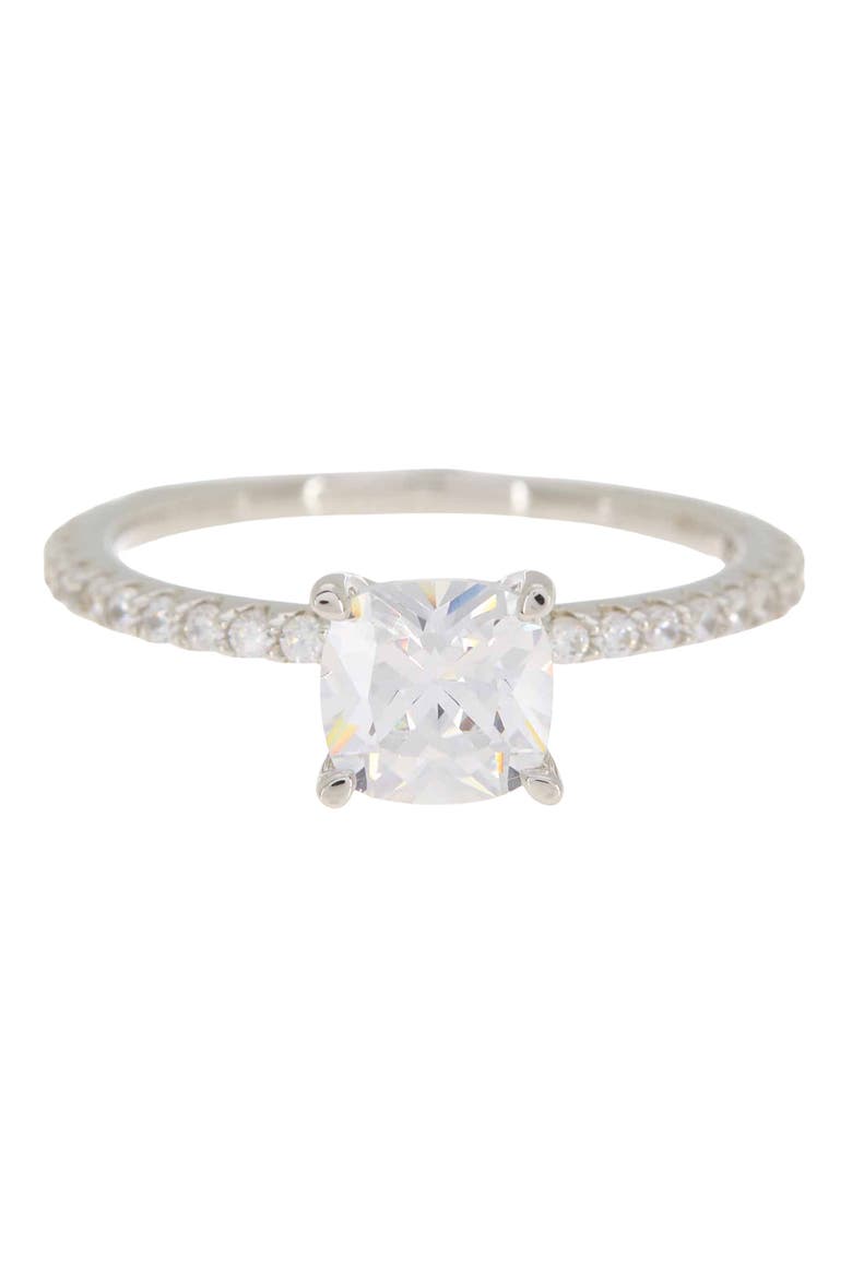 Sterling Silver Cushion CZ Silver Bridal Ring, Main, color, WHITE