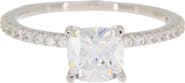 SUZY LEVIAN Sterling Silver Cushion CZ Silver Bridal Ring