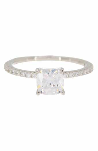 SUZY LEVIAN Sterling Silver Cushion CZ Silver Bridal Ring