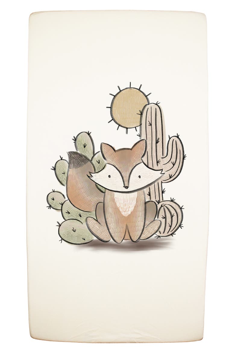Organic Cotton Crib Sheet, Main, color, LITTLE FOX GRAPHIC