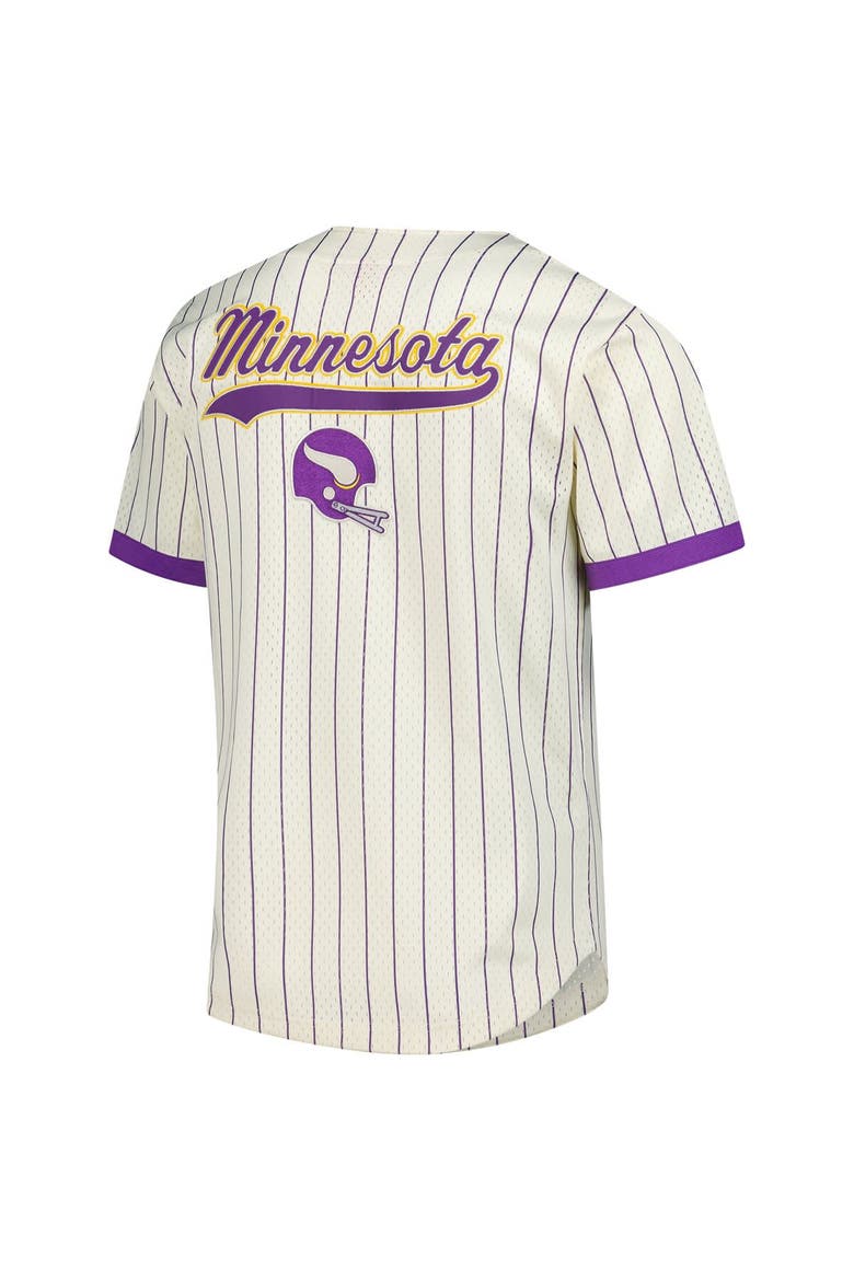 Men's Mitchell & Ness  Cream Minnesota Vikings Vintage Logo Final Seconds Full-Button Mesh Top, Alternate, color, Cream