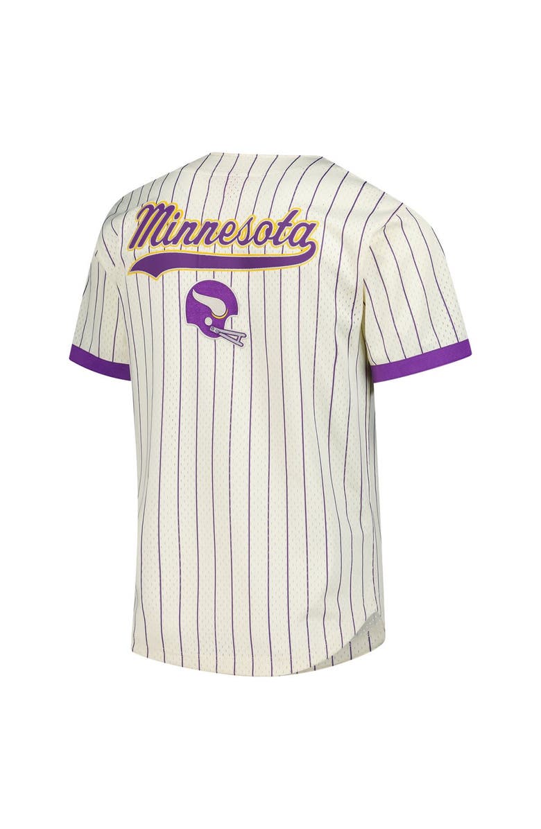 Mitchell & Ness Men's Mitchell & Ness Cream Minnesota Vikings Vintage Logo Final Seconds Full-Button Mesh Top, Alternate, color, Cream