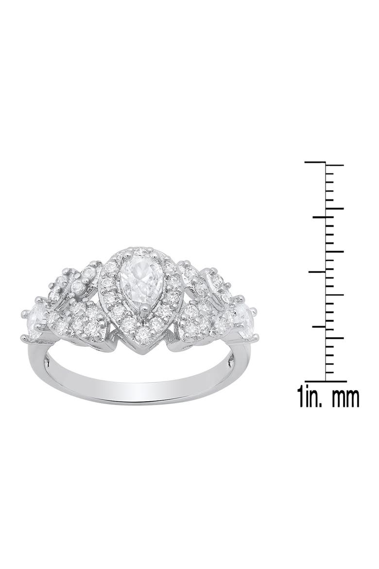 Pear Shape Cubic Zirconia Engagement Ring, Alternate, color, SILVER