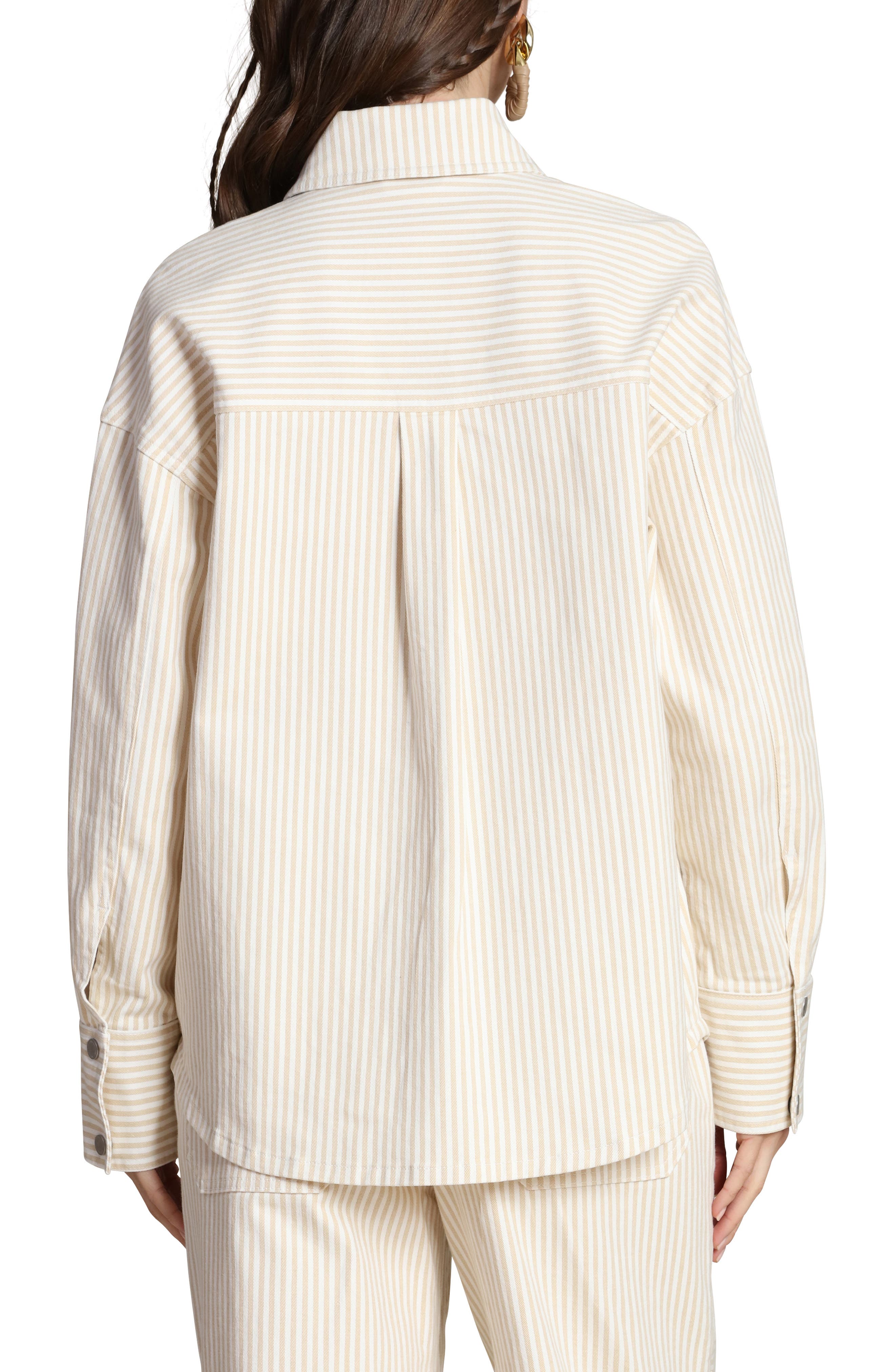 Striped Stretch Cotton Shirt Jacket - image 2