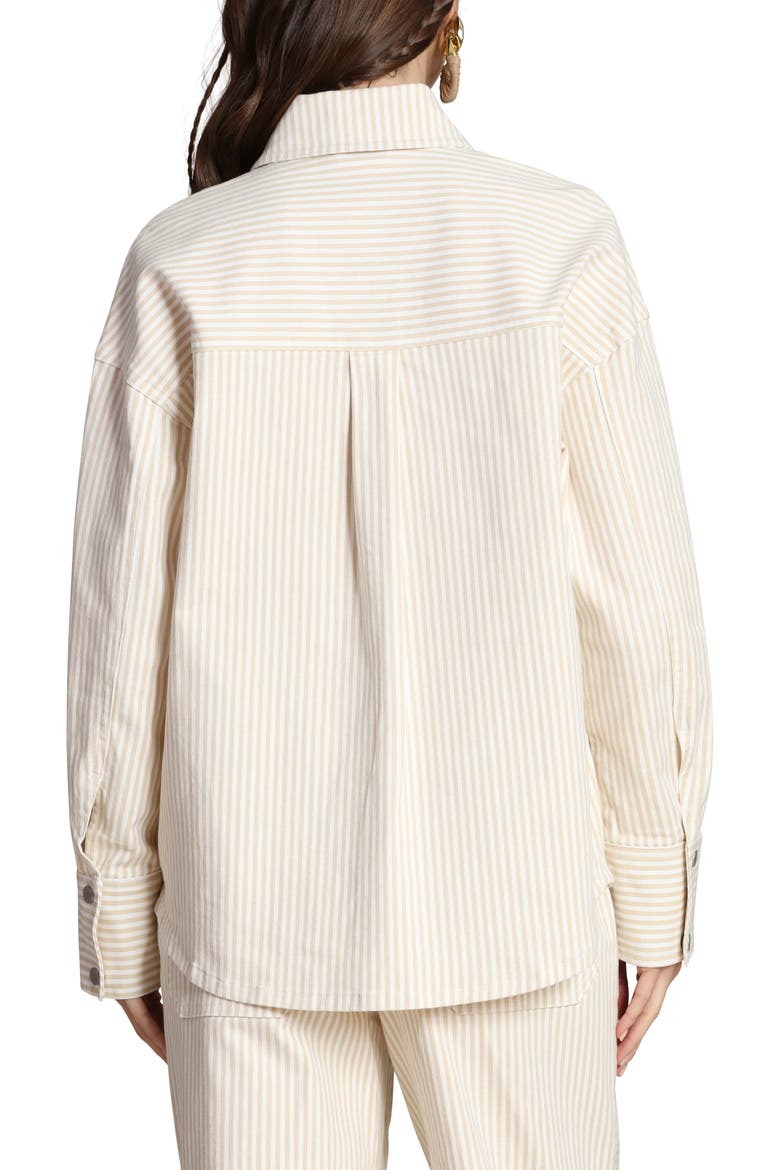 Striped Stretch Cotton Shirt Jacket, Alternate, color, BEIGE - WHITE STRIPE