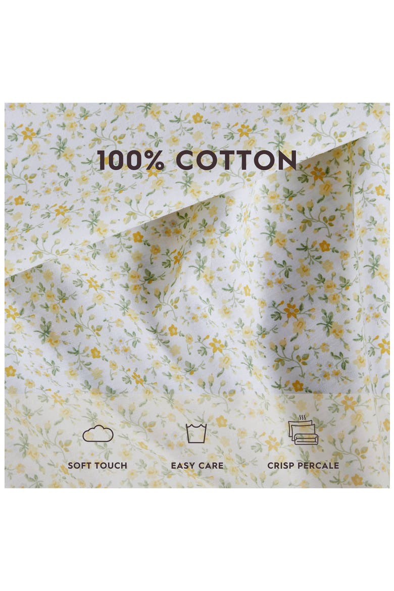 Evie Cotton Percale Sheet Set, Alternate, color, SUN GOLD