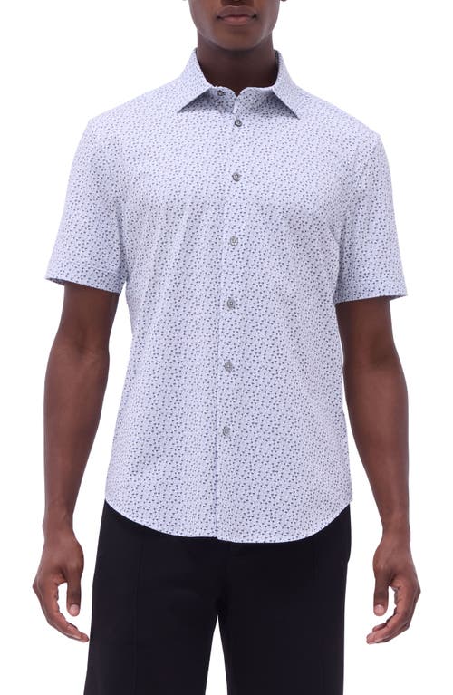 Bugatchi Miles Ooohcotton® Jack Russell Print Short Sleeve Button-up Shirt In White