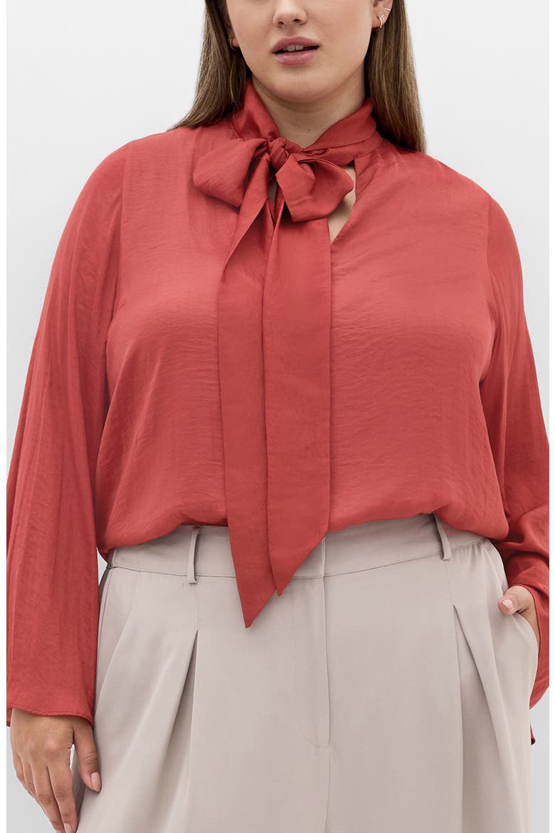 Mahalia Tie Neck Satin Top, Main, color, DEEP ROSE