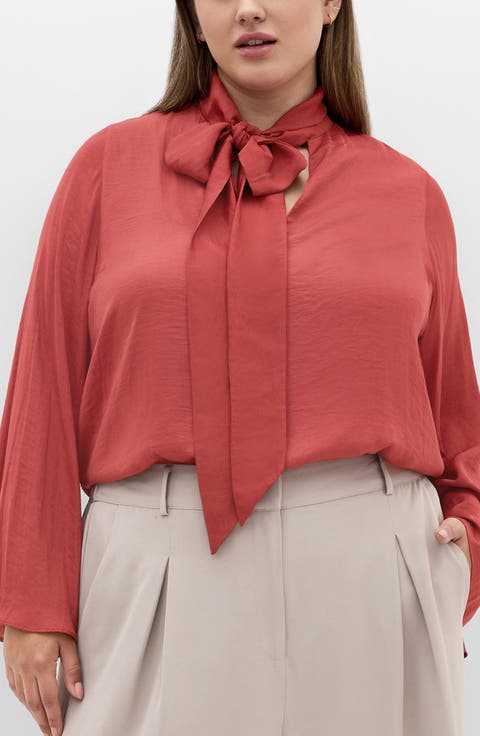 Mahalia Tie Neck Satin Top (Plus)