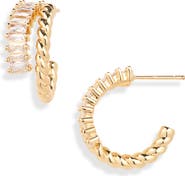 Cara Double Line Cubic Zirconia Hoop Earrings