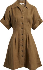 Madewell Pleated Linen Mini Shirtdress