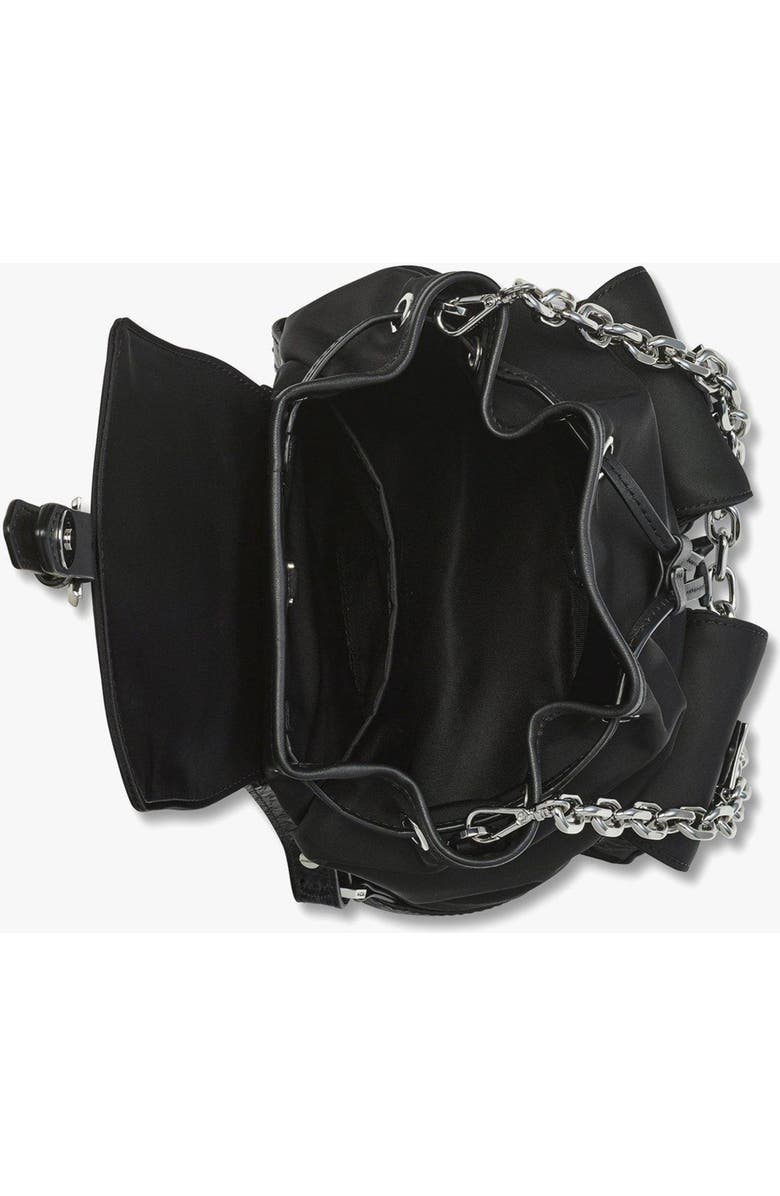 MCM Mini Aren Drawstring Backpack in ECONYL and Leather, Alternate, color, Black