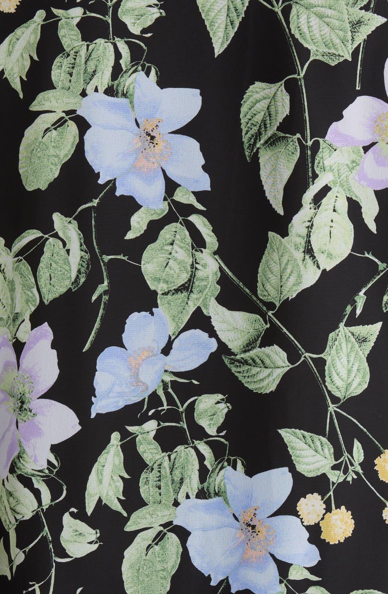 KASPER Floral Print Ruffle Shirt, Alternate, color, Black Multi