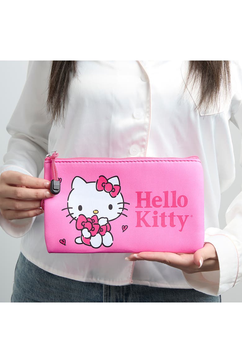 Pink Neoprene Zip Pouch Makeup Bag for Travel, Alternate, color, Pink