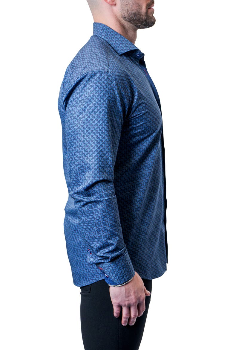Einstein Maze Gingham Blue Contemporary Fit Button-Up Shirt, Alternate, color, BLUE