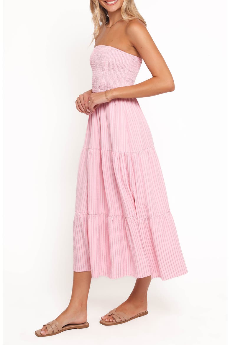 Maisie Strapless Midi Dress, Alternate, color, PINK STRIPE