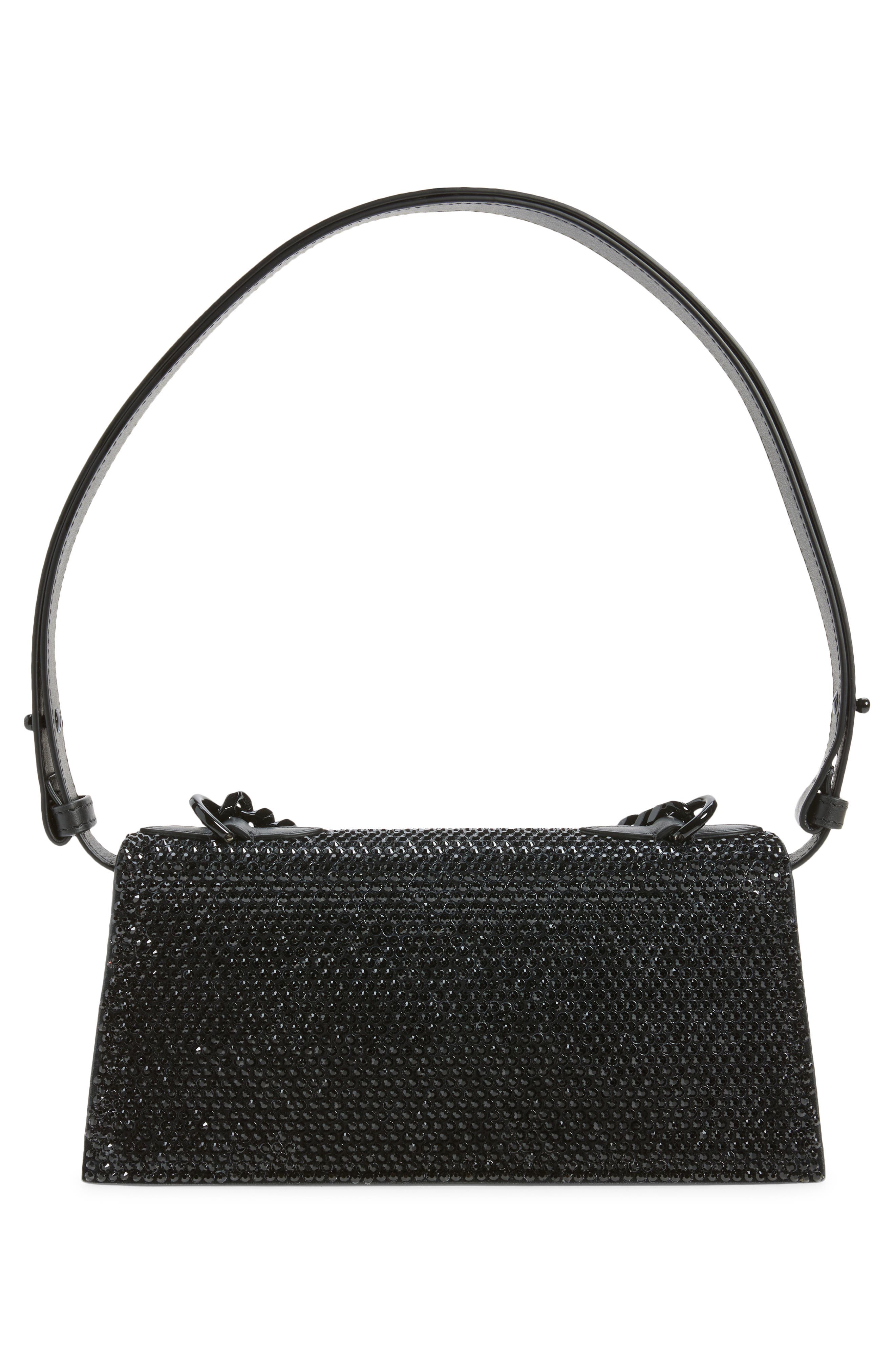 McQueen Mini Jeweled Shoulder Bag, Alternate, color, Black