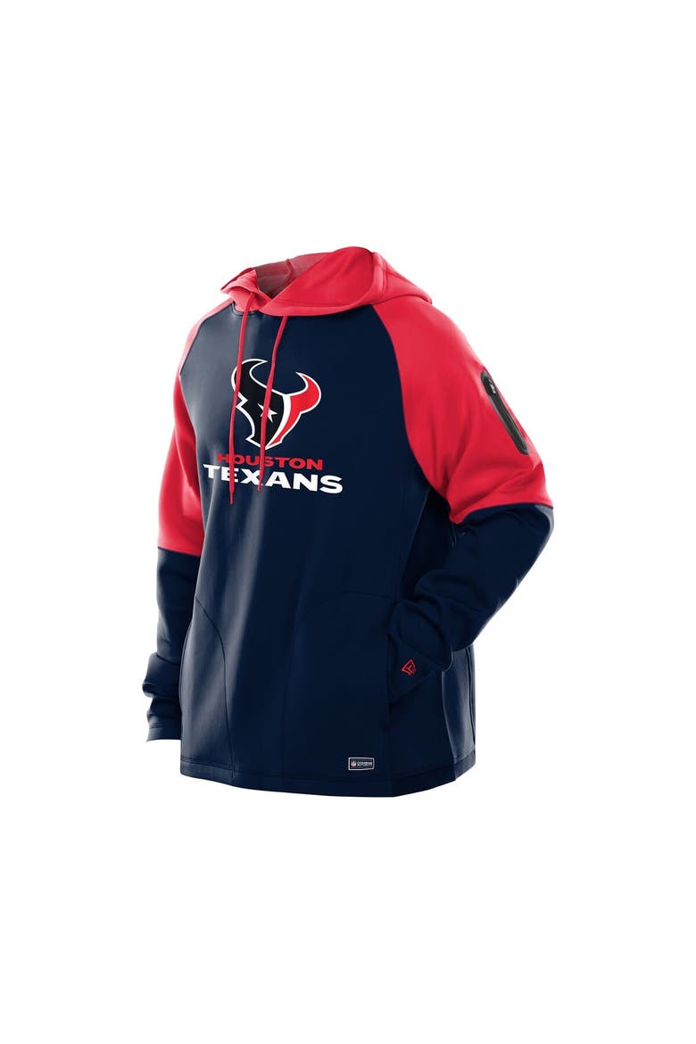 Men's New Era  Navy Houston Texans Combine Authentic Color Block Raglan Pullover Hoodie, Alternate, color, Navy