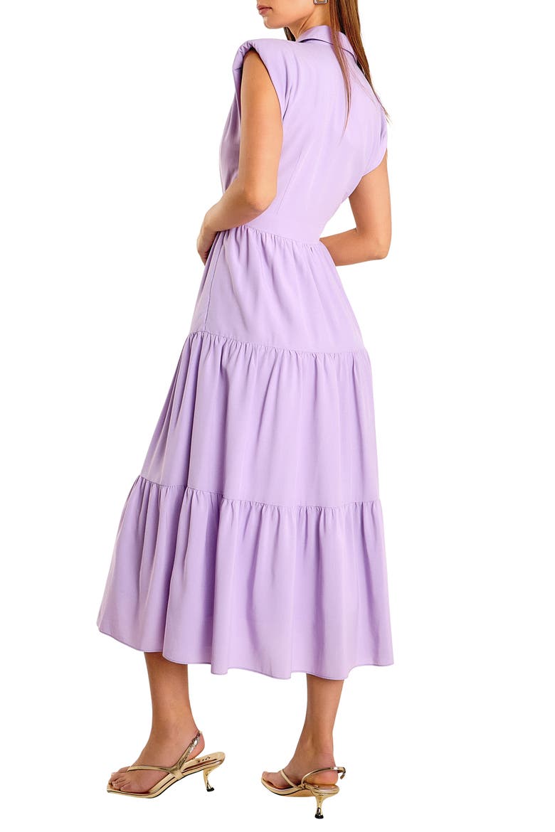Pintuck Detail Tiered Midi Dress, Alternate, color, LILAC