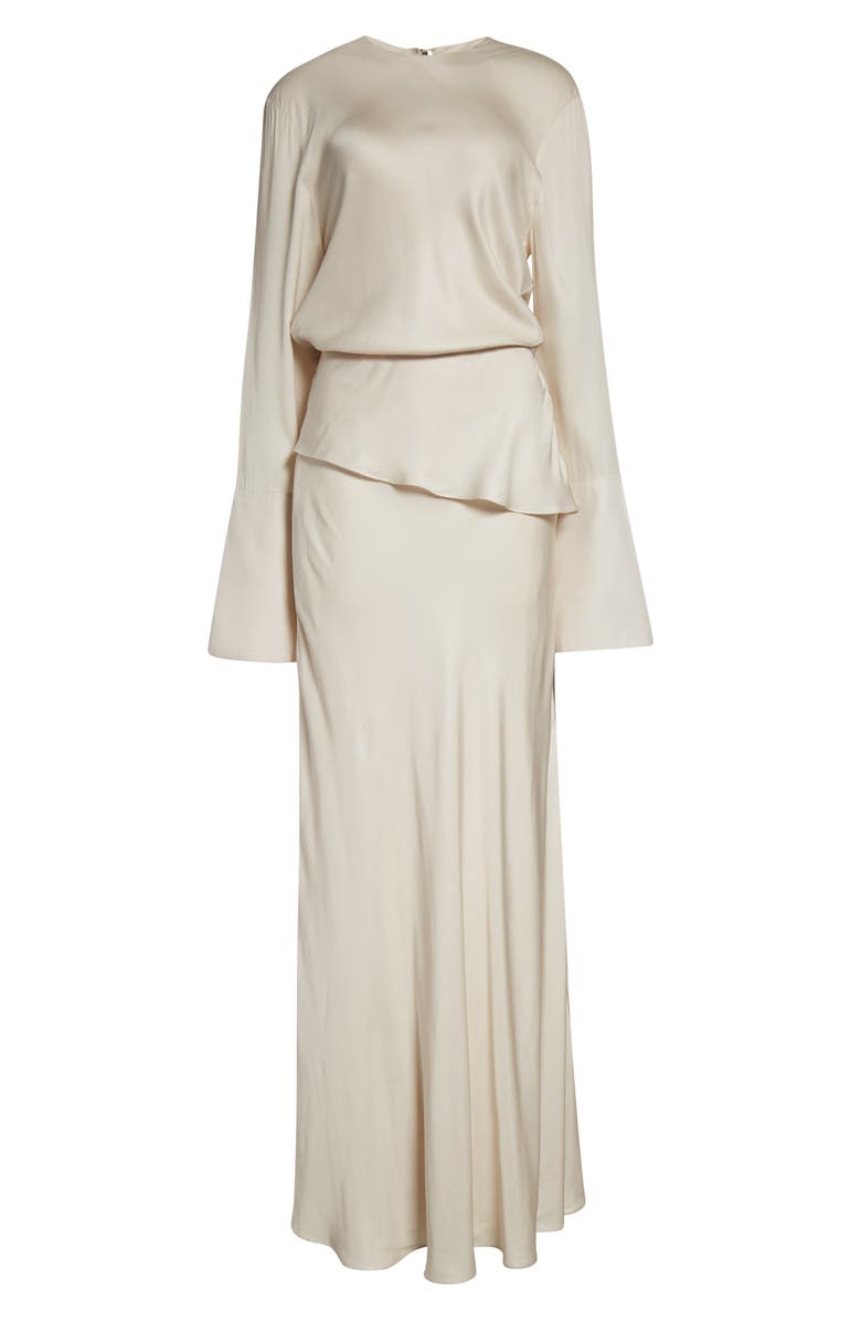Brandon Maxwell The Violet Long Sleeve Twill Gown, Alternate, color, Pearl